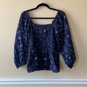 Madewell smocked peplum top